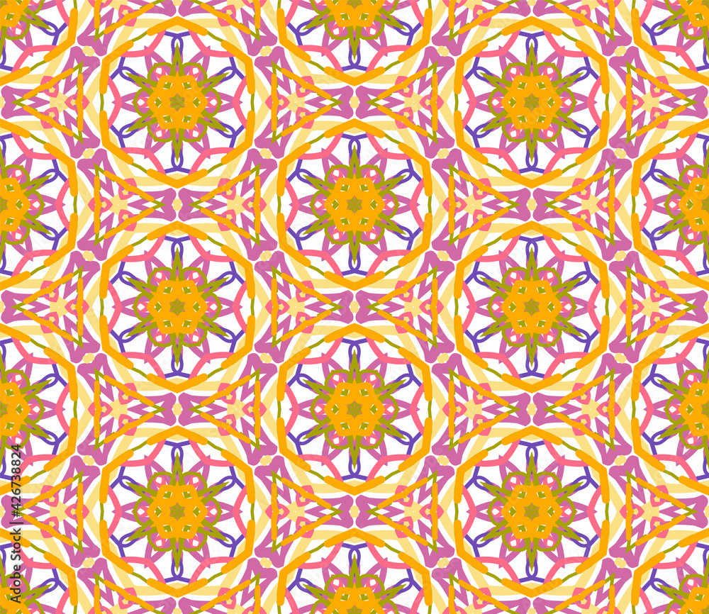 Abstract fantasy creative thin line hexagon based geometric seamless pattern. Creative mosaic, tile background.