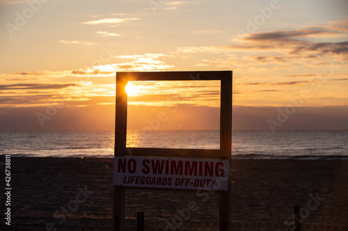 Sunrise on the beach in Asbury Park NJ photo