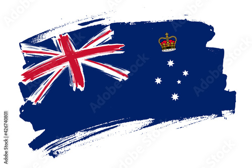 Flag of Victoria, Australia. Australian state banner brush concept. Horizontal vector Illustration isolated on white background.  