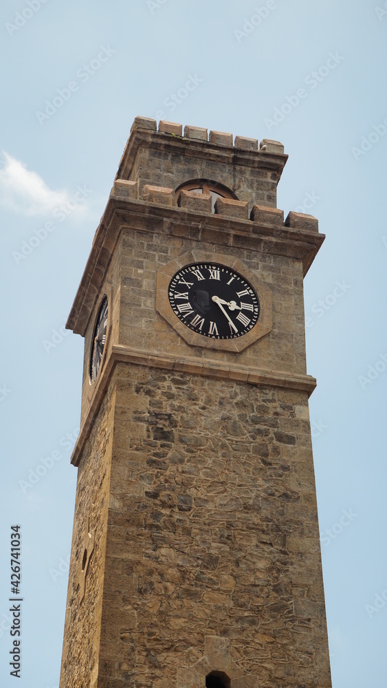The Clock Tower in Old Town of Galle in Sri Lanka