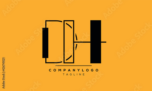 Abstract Letter Initial DH HD Vector Logo Design Template