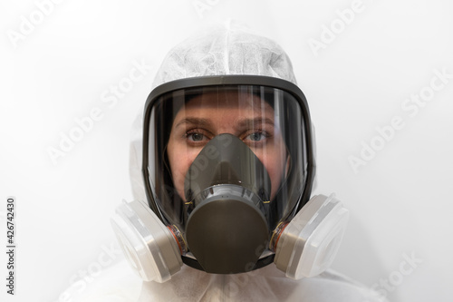 Girl in full face mask