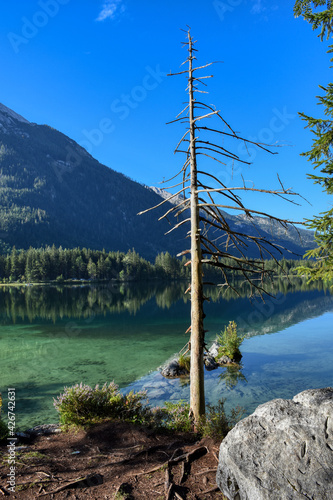 See, Hintersee, Ramsau, Berchtesgaden, Berchtesgadener Land, Malerwinkel, Ferchensee, Forchensee, Ramsauer Ache, Hochkalter,  Oberbayern, Wasser, Spiegelglatt, Spiegelbild, spiegeln, Oberfläche,  Somm photo