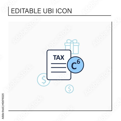 Carbon tax line icon. Tax levied on carbon goods and services. Economically profitable. Declaration. Universal basic income concept. Isolated vector illustration.Editable stroke