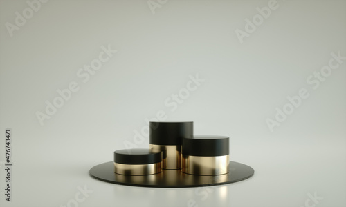 Podium, pedestal or platform, background for the presentation of cosmetic products. 3d podium. Place for ads. 3D rendering. Product presentation blank podium.