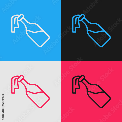 Pop art line Cocktail molotov icon isolated on color background. Vector