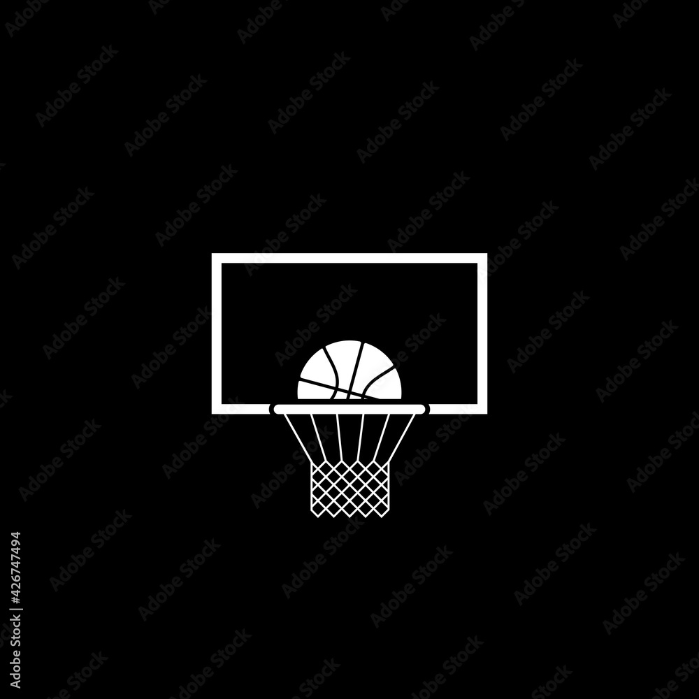 Basketball icon isolated on dark background