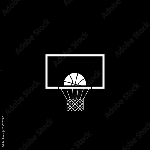 Basketball icon isolated on dark background