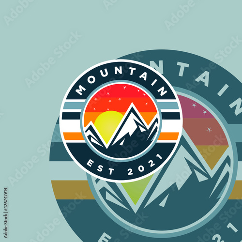 Mountain illustration, outdoor adventure . Vector graphic for t shirt and other uses.