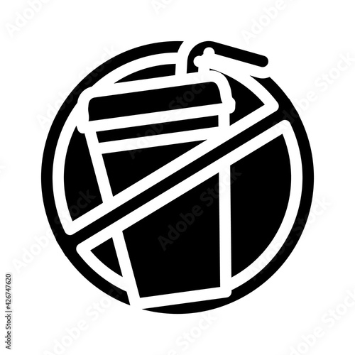 refusal from soda glyph icon vector. refusal from soda sign. isolated contour symbol black illustration