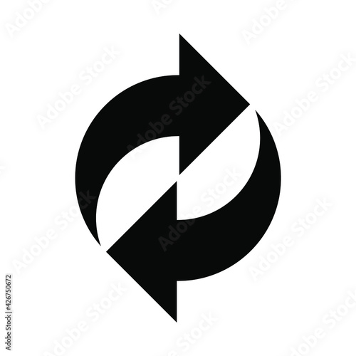 double arrow circle symbol sign vector icon isolated on white