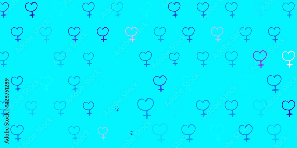 Light Pink, Blue vector texture with women rights symbols. Light Pink, Blue vector texture with women rights symbols.