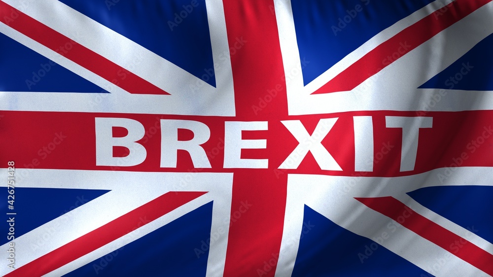 Concept of Brexit flag waving as a full background. United Kingdom flag with BREXIT text in the middle. Concept of Brexit flag waving as a full background. United Kingdom flag with BREXIT text in the middle.