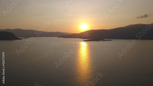 Sunset in komodo island in indonesia