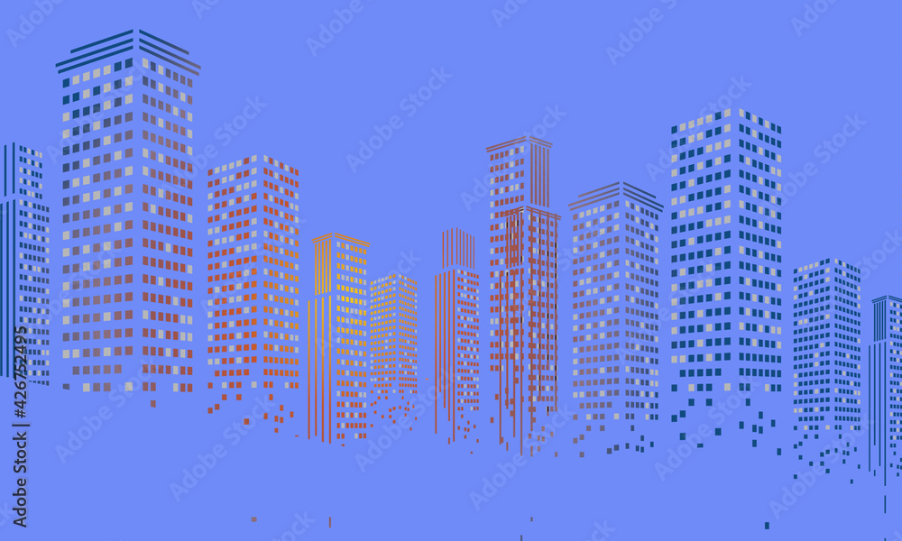 background for website with buildings on blue backdrop