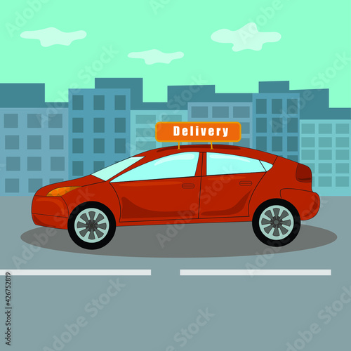 illustration of a delivery service car 