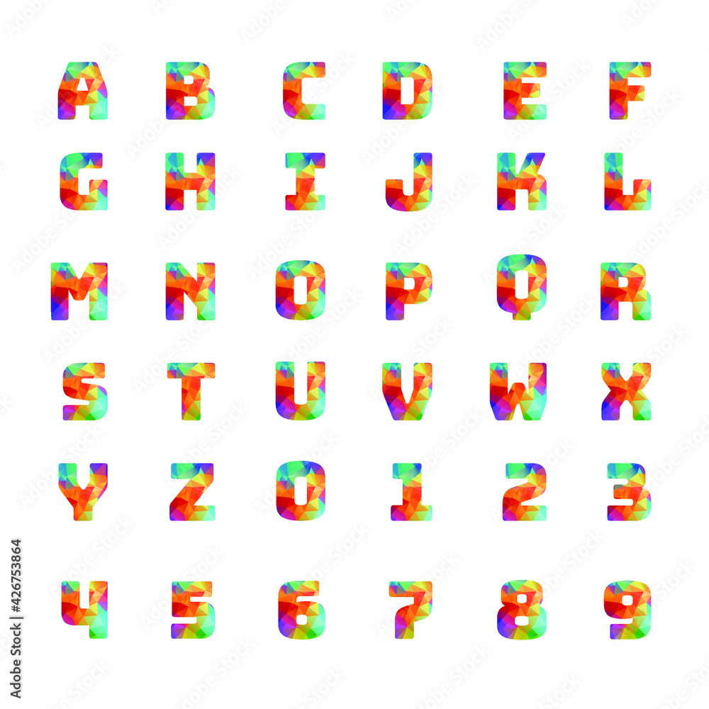 low poly style alphabet letters isolated on white background low poly style alphabet letters isolated on white background