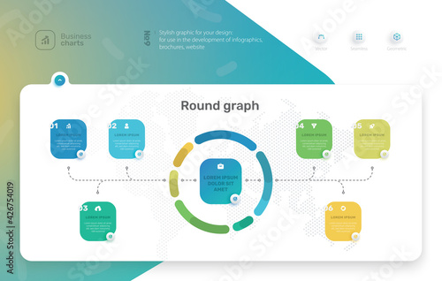 Vector infographic chart template. Business concept with seven options. For flowchart, steps, parts, infographic, diagram. Can be used for your presentations, workflow layout, web. Vector eps10