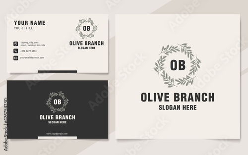 Vintage olive branch logo template monogram style