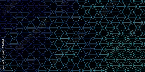 Dark BLUE vector template with lines, triangles.