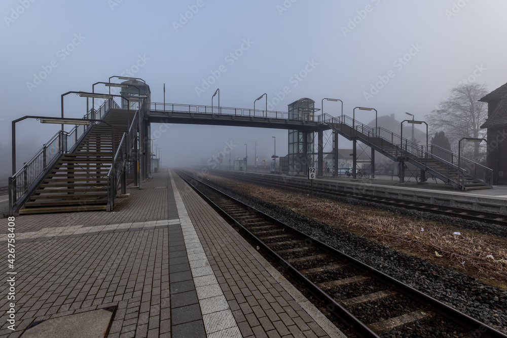 Bahnhof Bramsche im nebel