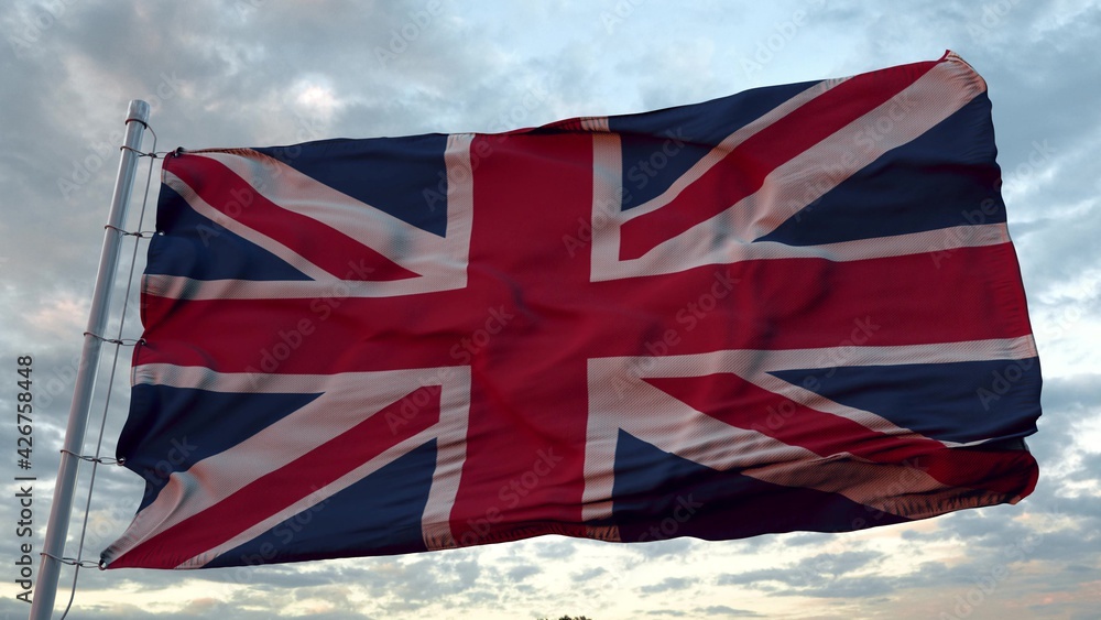 United Kingdom flag waving in the wind. 3d illustration United Kingdom flag waving in the wind. 3d illustration