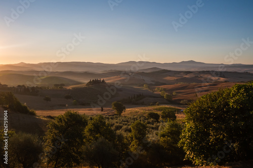 Podere Belvedere Villa in Val d'Orcia Region in Tuscany, Italy at Sunrise