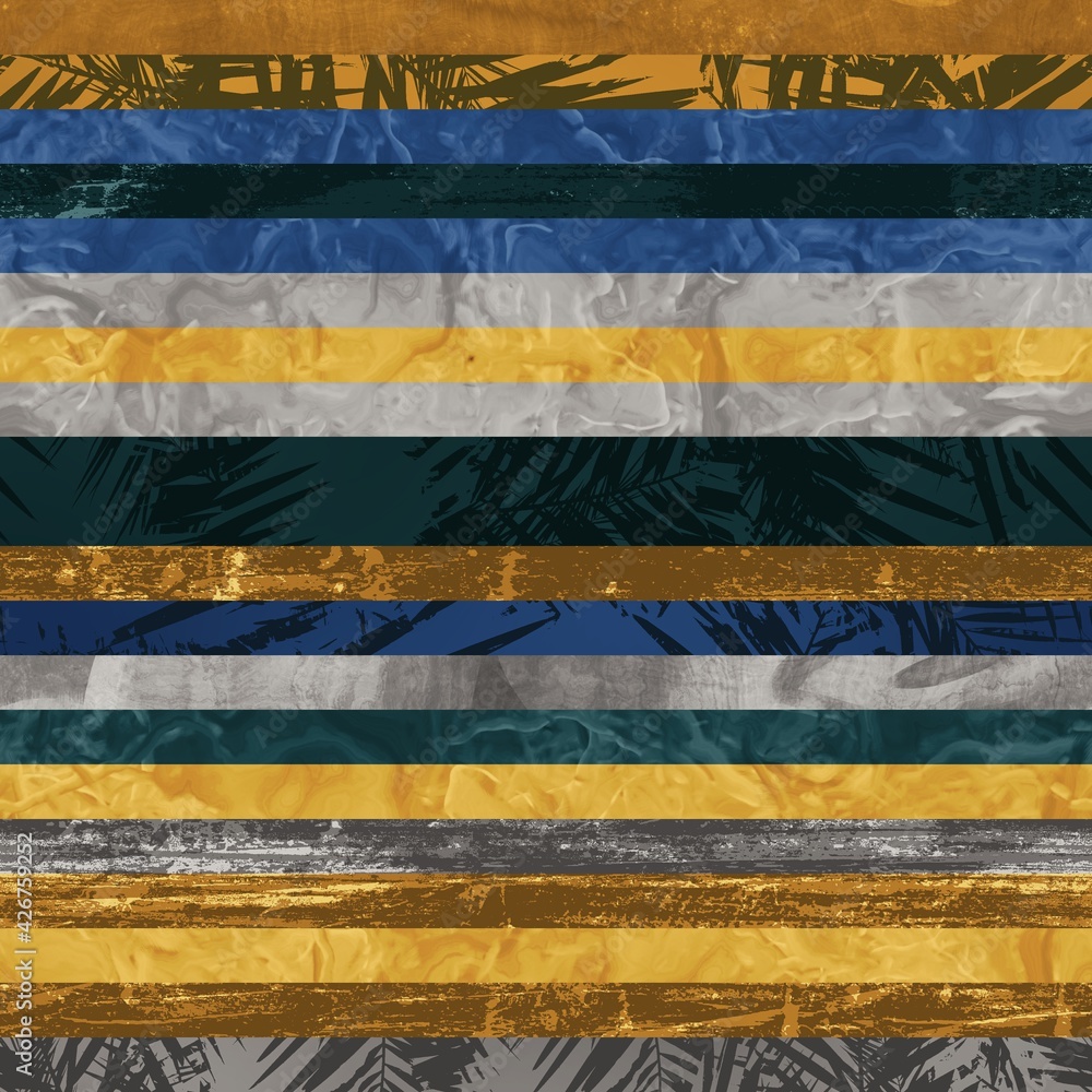 Obraz premium Seamless hip vogue random trendy stripe pattern print. High quality illustration. Detailed patterned strips of color. Luxury fashion or interior design print for surface design. Intricate posh style.