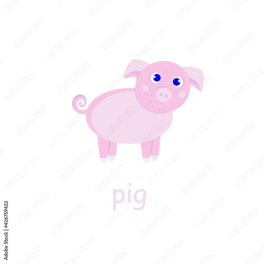 Pink pig icon 3D farm animal art design element for web, for print, for fabric print, for product design, for packaging design Pink pig icon 3D farm animal art design element for web, for print, for fabric print, for product design, for packaging design