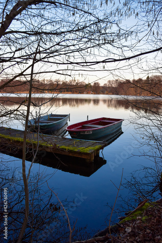 Fototapeta Naklejka Na Ścianę i Meble -  lake with some reflections in the woods (Brandenburg, Germany)