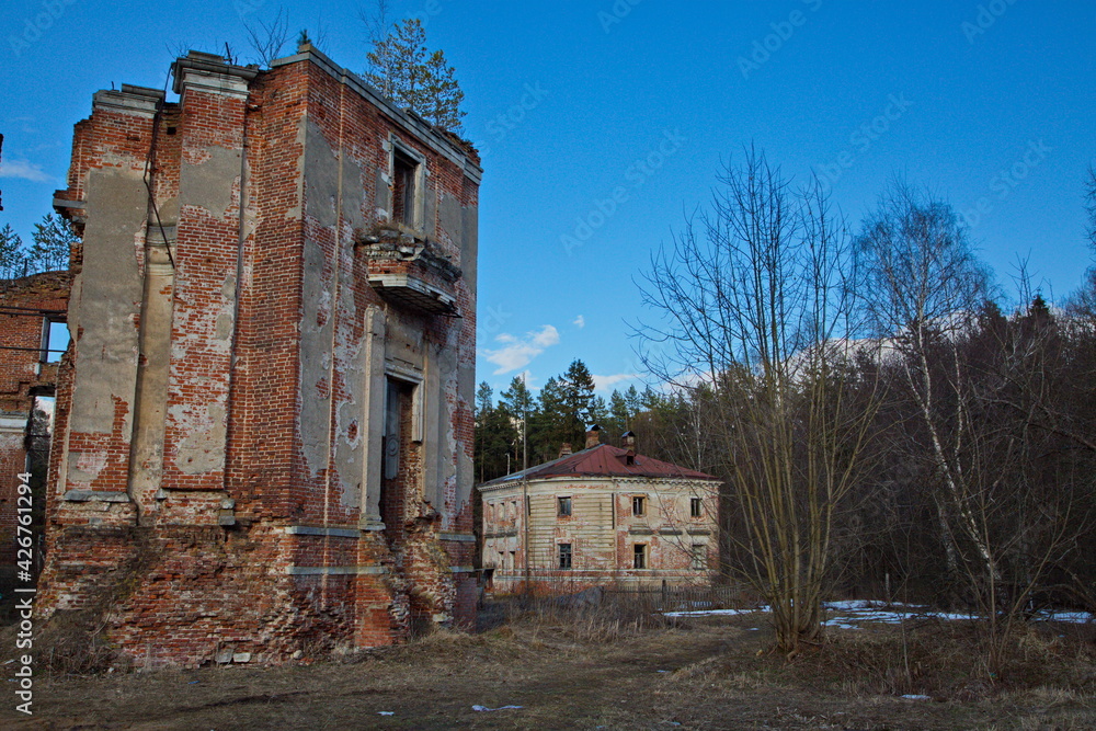 Ruins of the noble estate Petrovskoe-Knyazhishchevo, Moscow region of Russia.