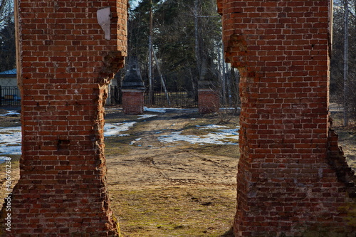 Ruins of the noble estate Petrovskoe-Knyazhishchevo, Moscow region of Russia.