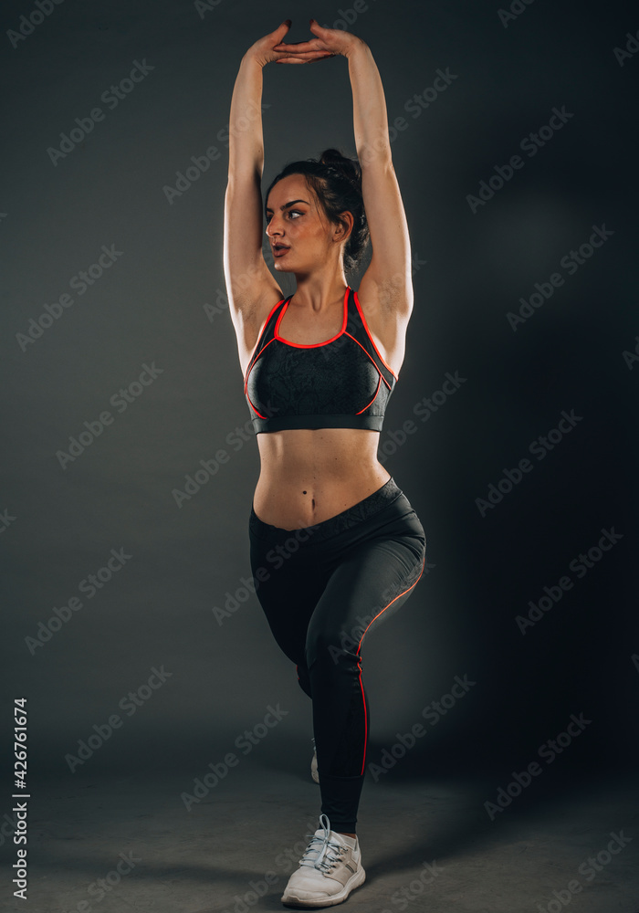 Sport exercises healthy lifestyle concept. Doing stretching exercising.