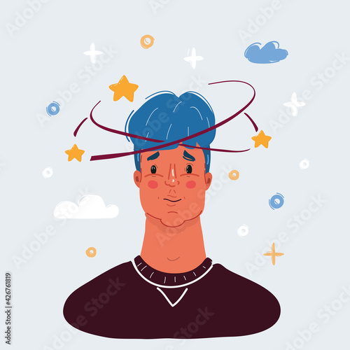 Illustration of man had dizziness