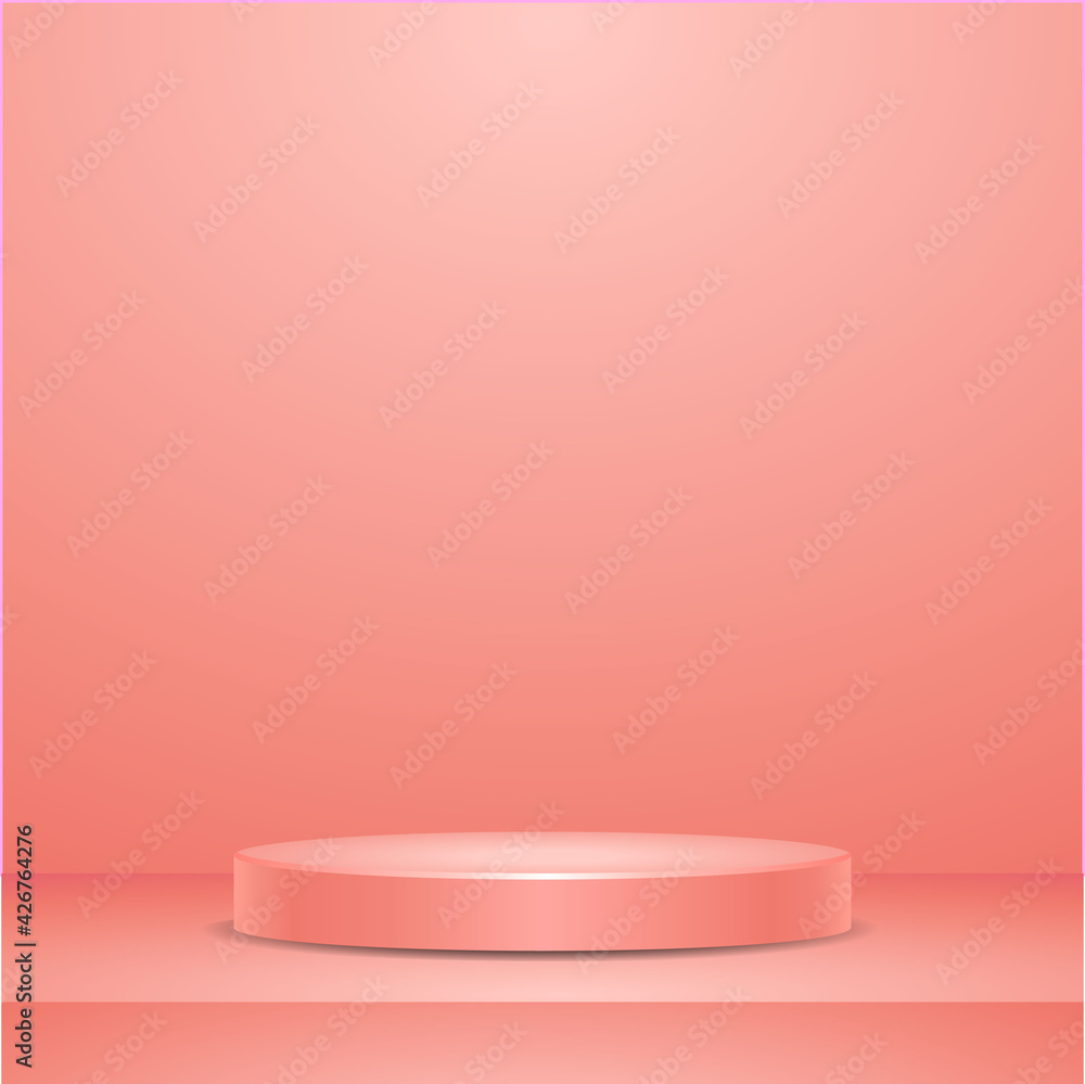 Pink Background With Podium Pedestal Minimal Scene For Product Display Mock Up Template Vector Illustration Pink Background With Podium Pedestal Minimal Scene For Product Display Mock Up Template Vector Illustration