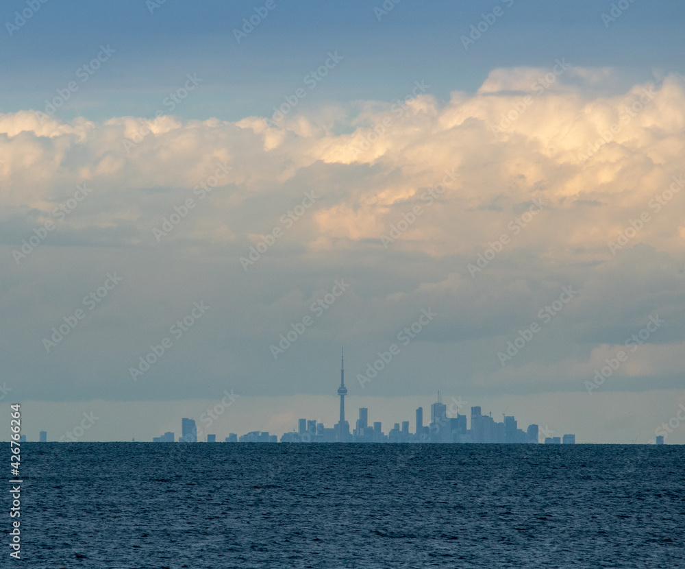 Toronto city from the other side of the lake Ontario