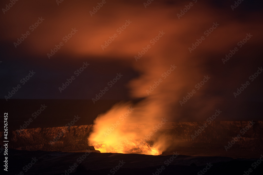 Smoke rising from Halema'uma'u Crater, K'lauea Volcano, Hawaii