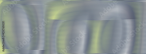 Abstract monochrome deformation linear texture with curved surface in glowing trendy colors of the year in gray and yellow halftones. Monochrome background saver for interior decor, mobile apps.