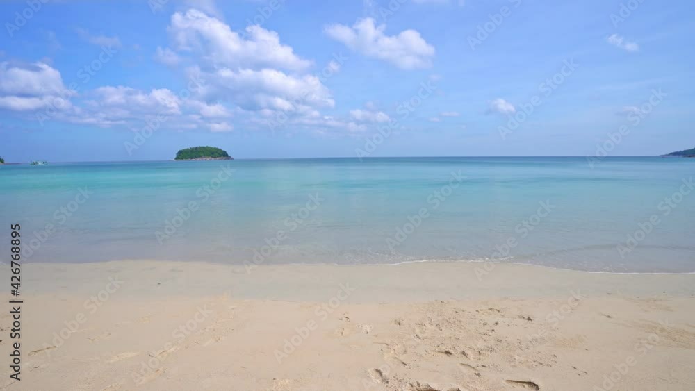 Summer beautiful beach with clear blue sky and clouds over sea,Amazing beach sand turquoise sea on paradise in tropical island,Business travel and Open season travel tour concept Summer beautiful beach with clear blue sky and clouds over sea,Amazing beach sand turquoise sea on paradise in tropical island,Business travel and Open season travel tour concept
