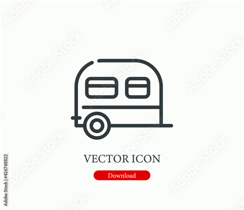 Motorhome vector icon. Editable stroke. Linear style sign for use on web design and mobile apps, logo. Symbol illustration. Pixel vector graphics - Vector
