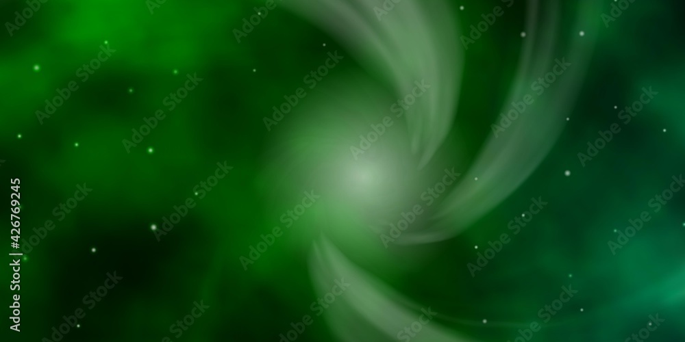 Dark Green vector template with neon stars.