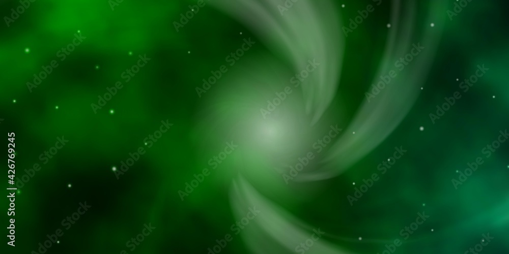 Fototapeta premium Dark Green vector template with neon stars.