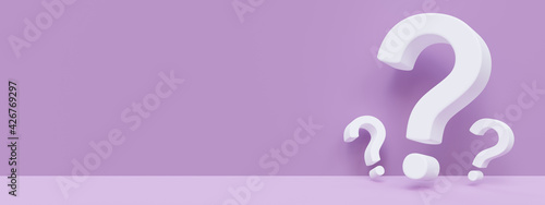 Question mark with bevel in front of soft color wall background. Business support concept - 3D illustration , 3D Rendering
