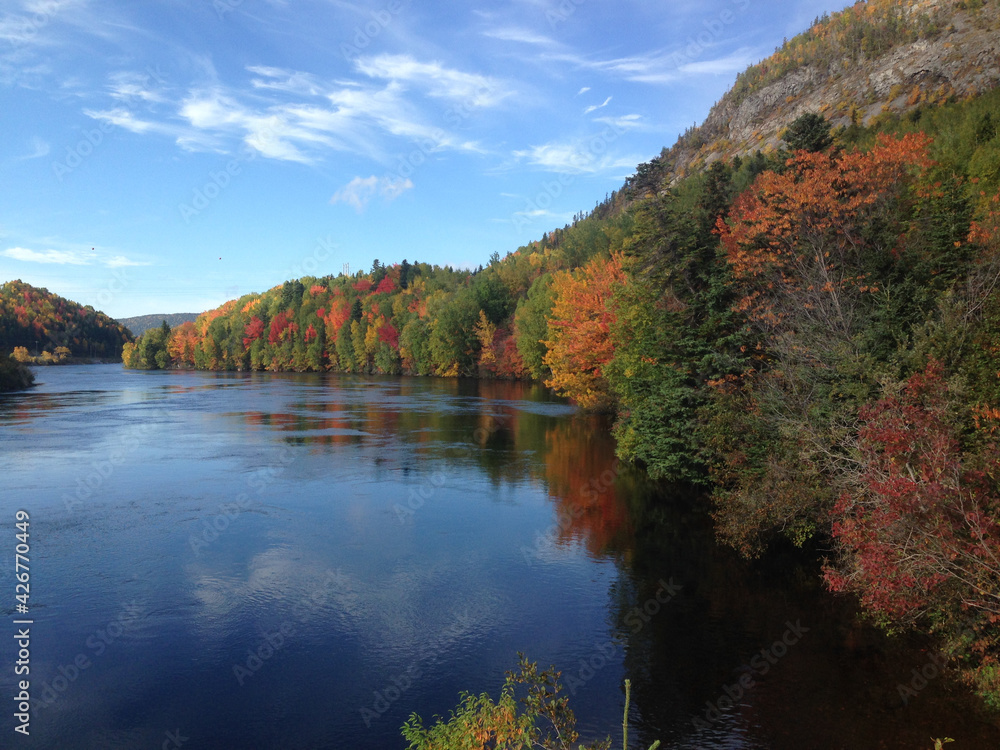 Autumn landscape with river Newfoundland 