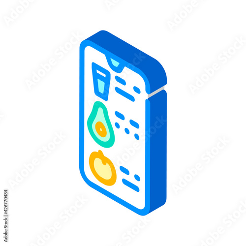 counting eaten app isometric icon vector. counting eaten app sign. isolated symbol illustration