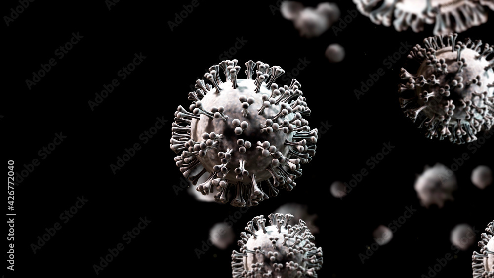 Coronavirus outbreak and influenza background Covird-19 flu strain. 3D render Coronavirus outbreak and influenza background Covird-19 flu strain. 3D render
