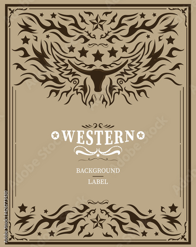 Western Style Label design, Rodeo post elements. 