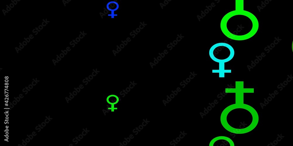 Fototapeta premium Dark Multicolor vector pattern with feminism elements.