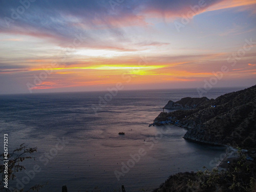 Sunset over the sea in Santa Marta  Colombia