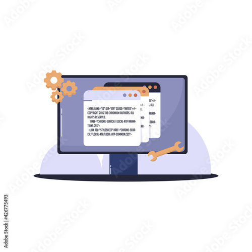 Isolated pc screen programming computer tecnology web icon- Vector